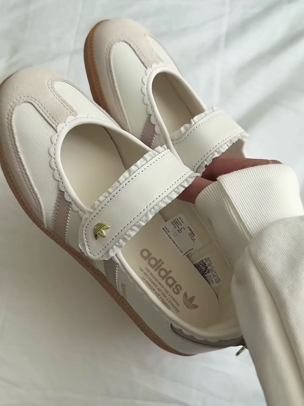 adidas Kids White & Cream Mary Jane Sneakers
